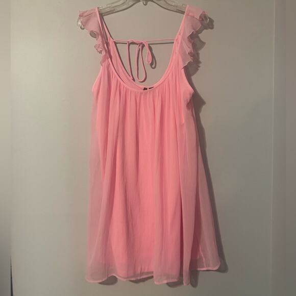 Vero Moda Pink Sleeveless Ruffle Kaya Mini Dress size large in pink NWOT - Picture 1 of 5
